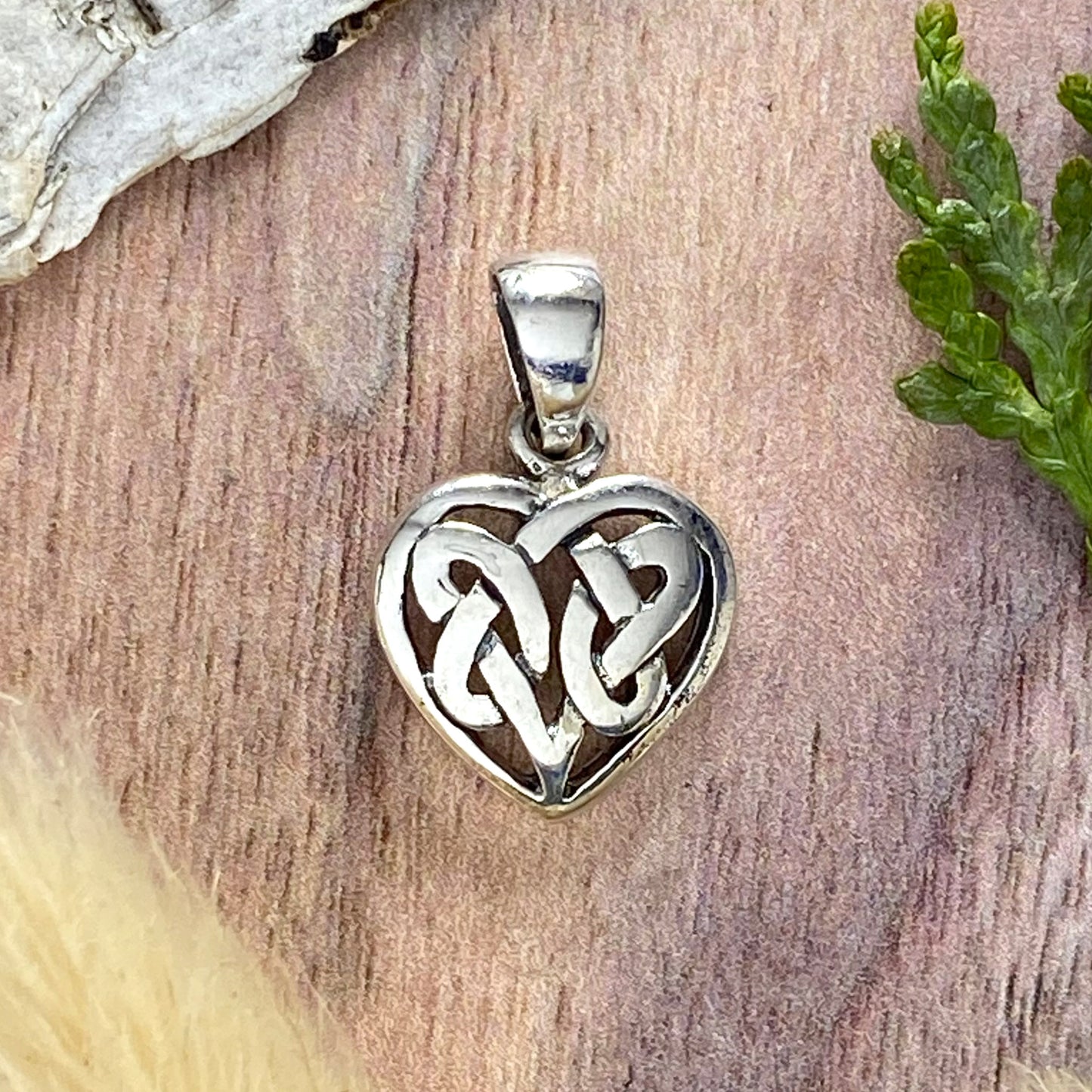 Sterling Silver Celtic Heart Pendant Front View - Stone Treasures by the Lake