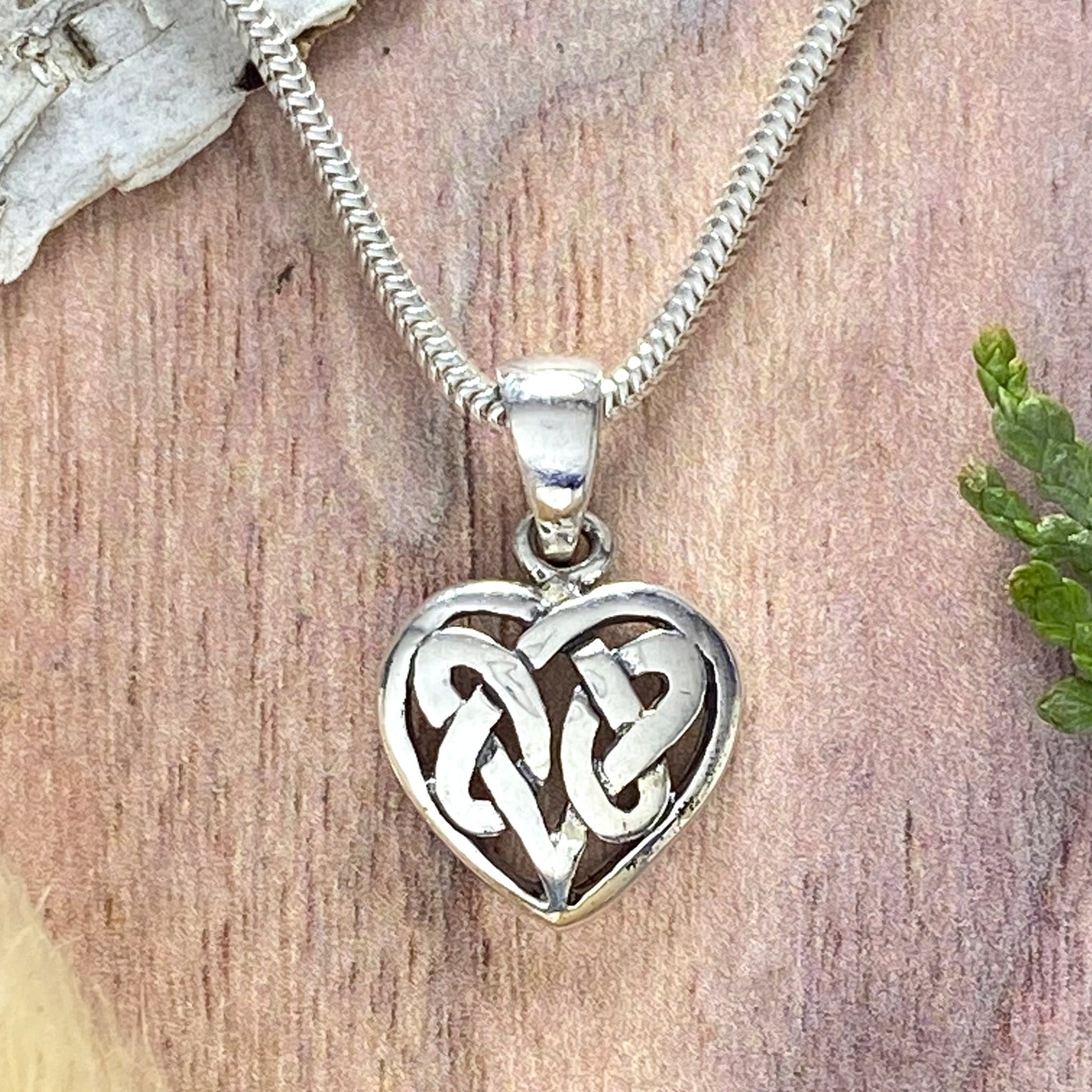 Sterling Silver Celtic Heart Pendant Front View III - Stone Treasures by the Lake