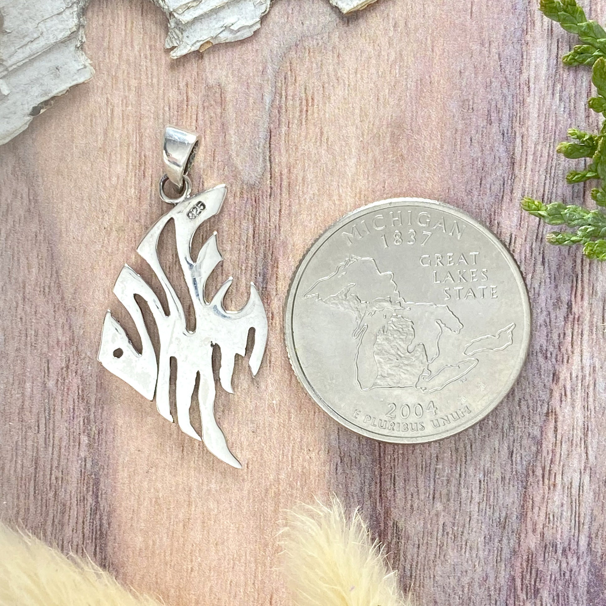 Sterling Silver Angelfish Pendant Back View - Stone Treasures by the Lake