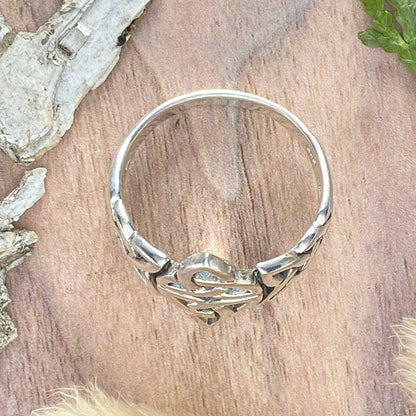 Sterling Silver Celtic Triquetras Ring Side View - Stone Treasures by the Lake