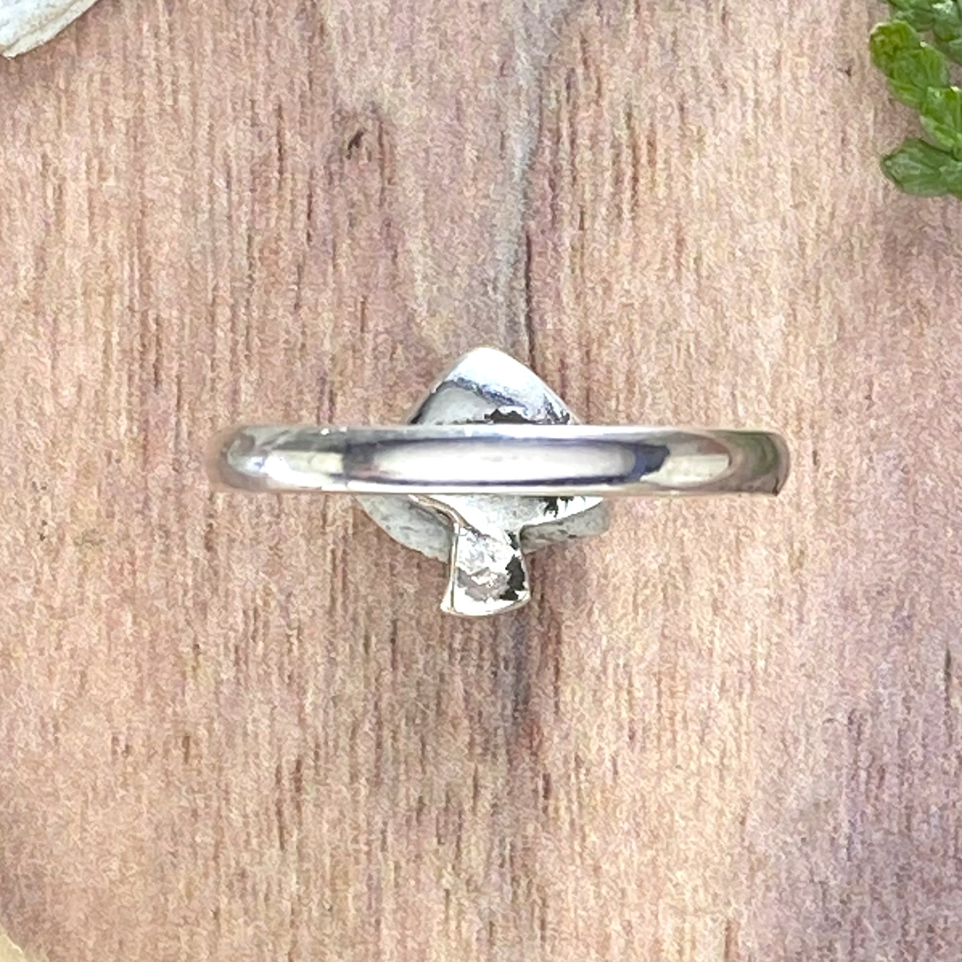 Sterling Silver Mushroom Ring Back View - Stone Treasures by the Lake