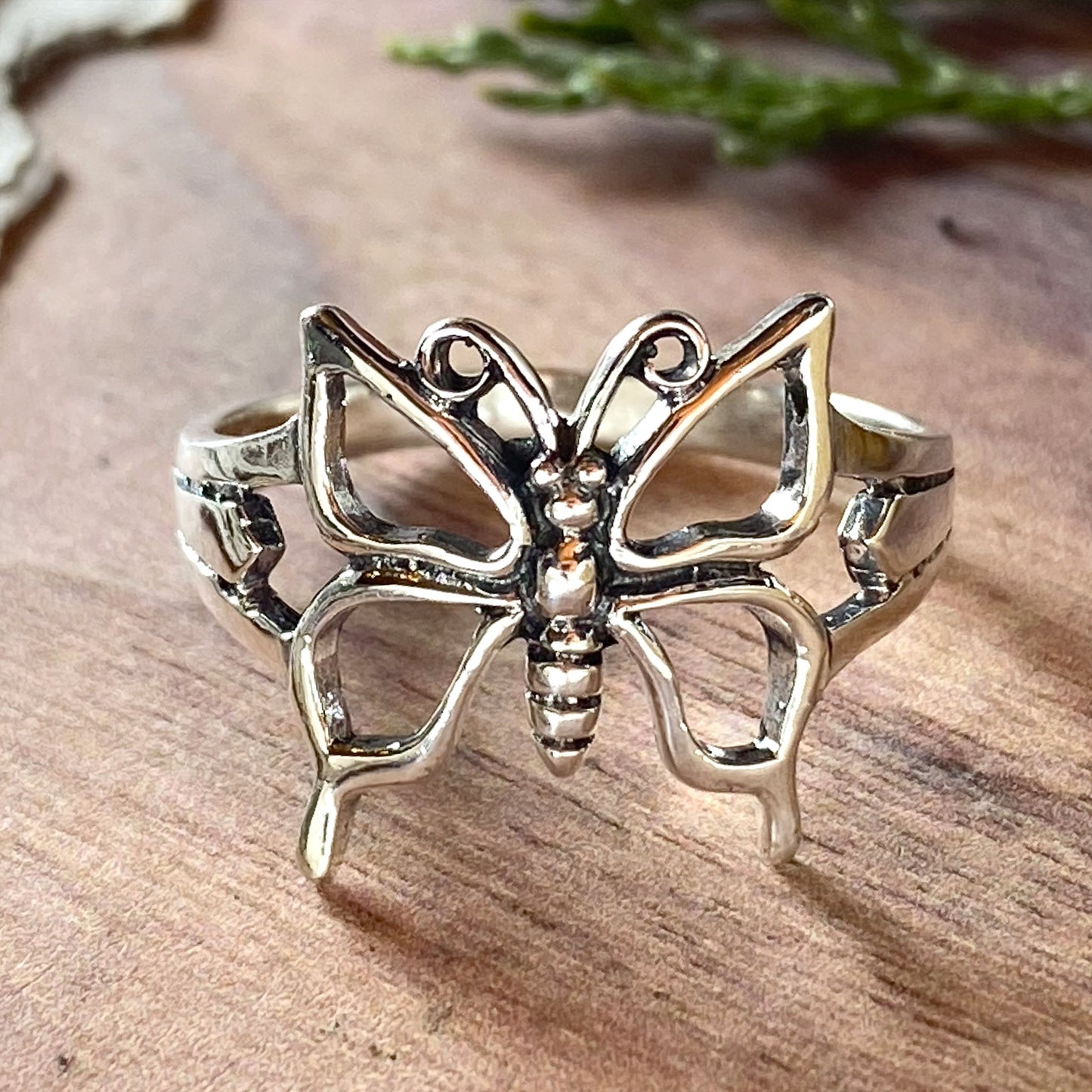 Sterling Silver Butterfly Ring Front View II - Stone Treasures by the Lake