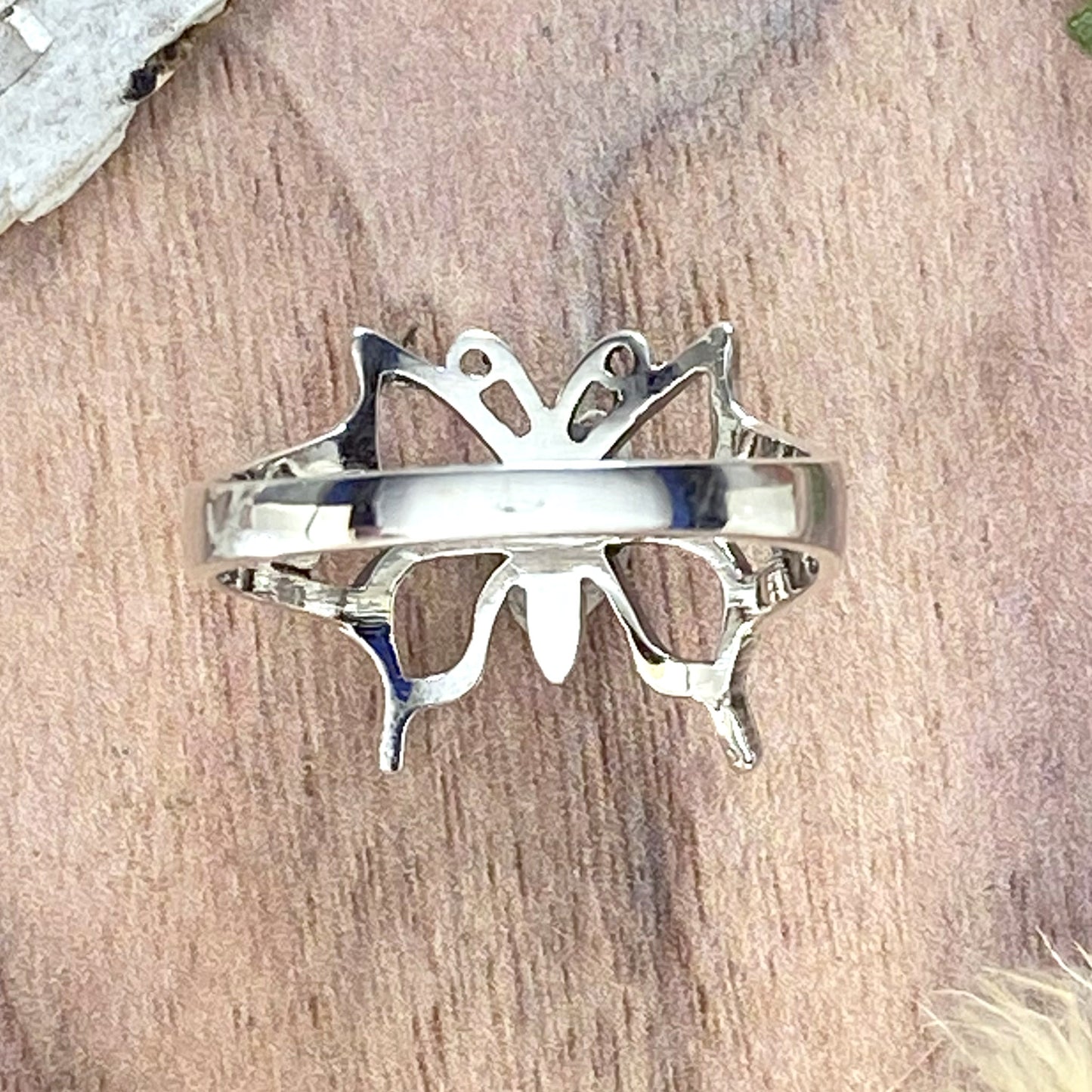 Sterling Silver Butterfly Ring Back View - Stone Treasures by the Lake