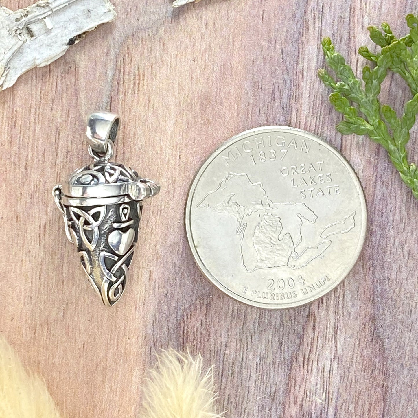 Sterling Silver Celtic Heart Pendant Front View III - Stone Treasures by the Lake