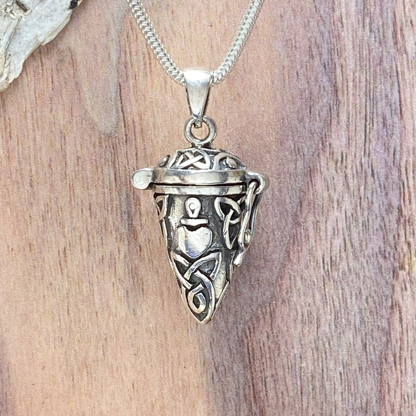 Sterling Silver Celtic Heart Pendant Front View IV - Stone Treasures by the Lake