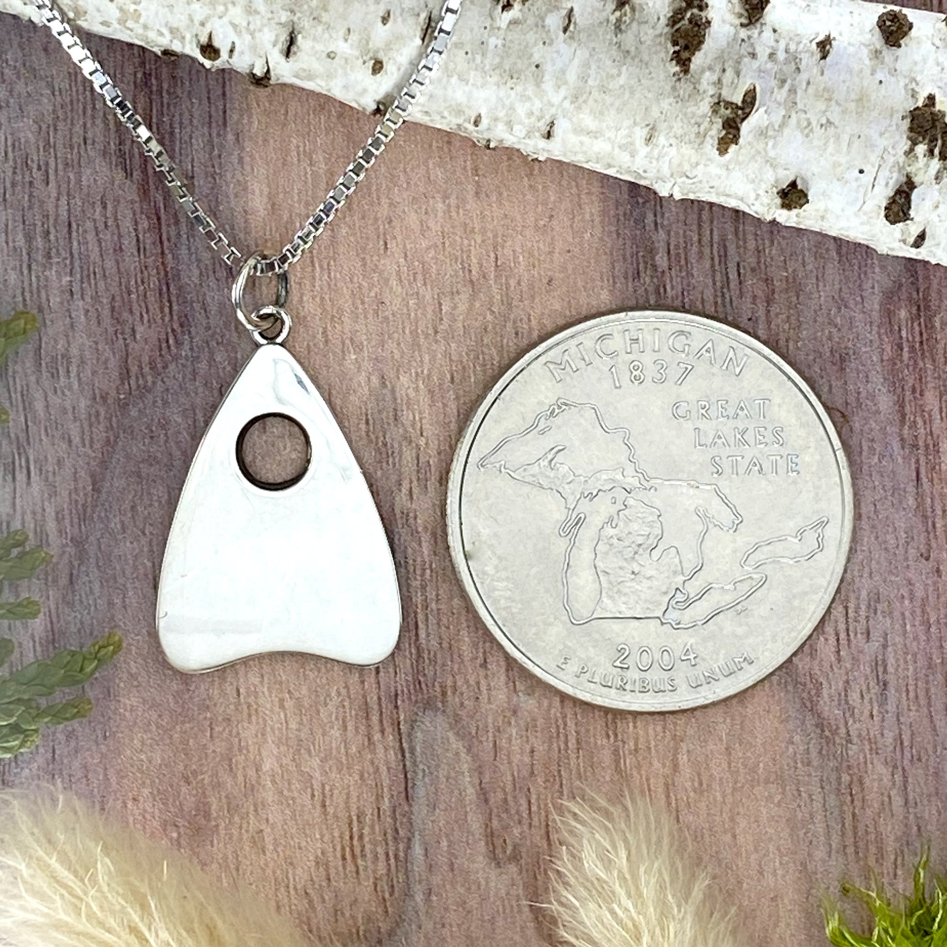 Planchette Pendant Necklace Back View - Stone Treasures by the Lake