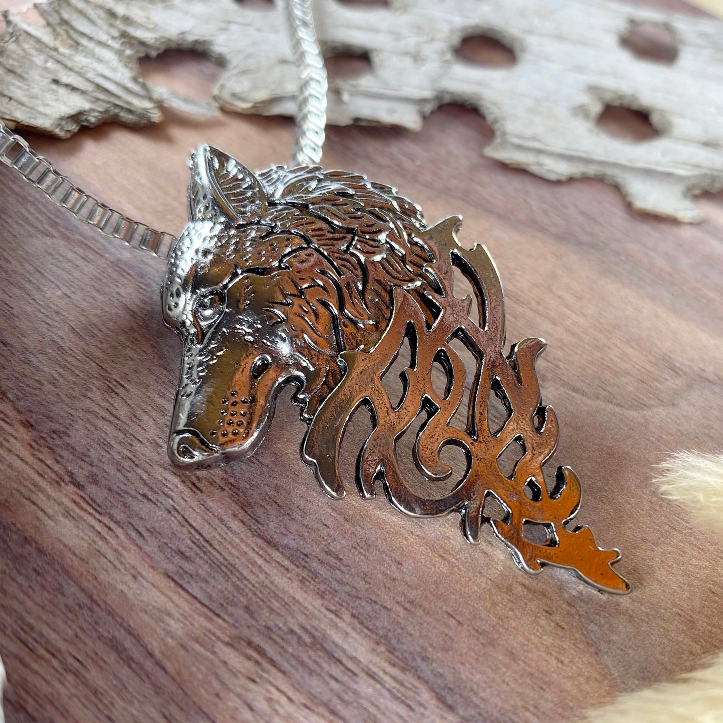 Wolf Pendant Necklace II - Stone Treasures by the Lake
