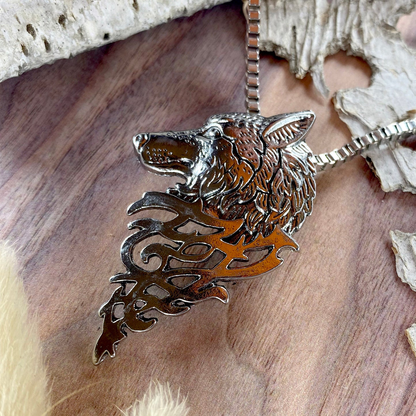 Wolf Pendant Necklace III - Stone Treasures by the Lake