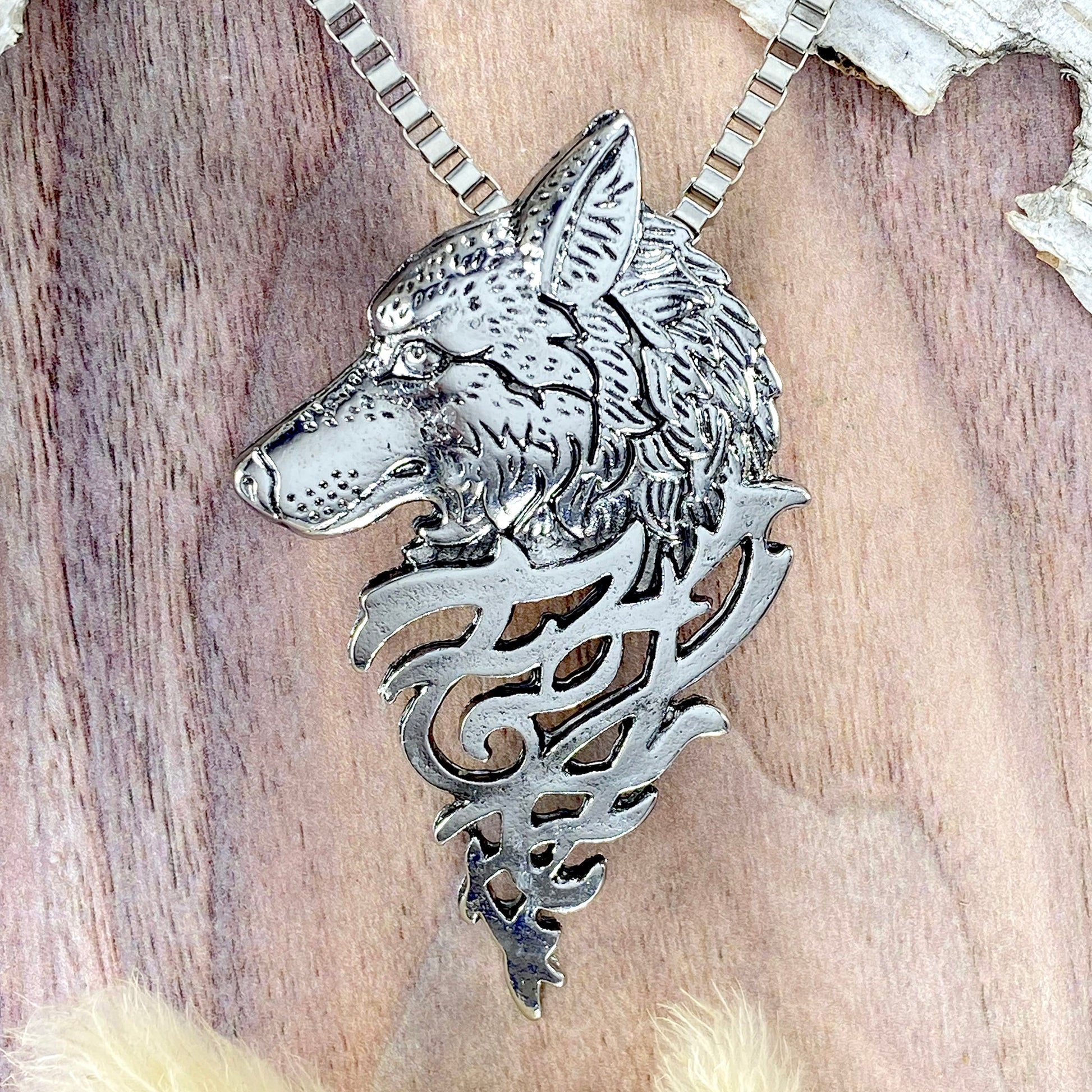 Wolf Pendant Necklace - Stone Treasures by the Lake