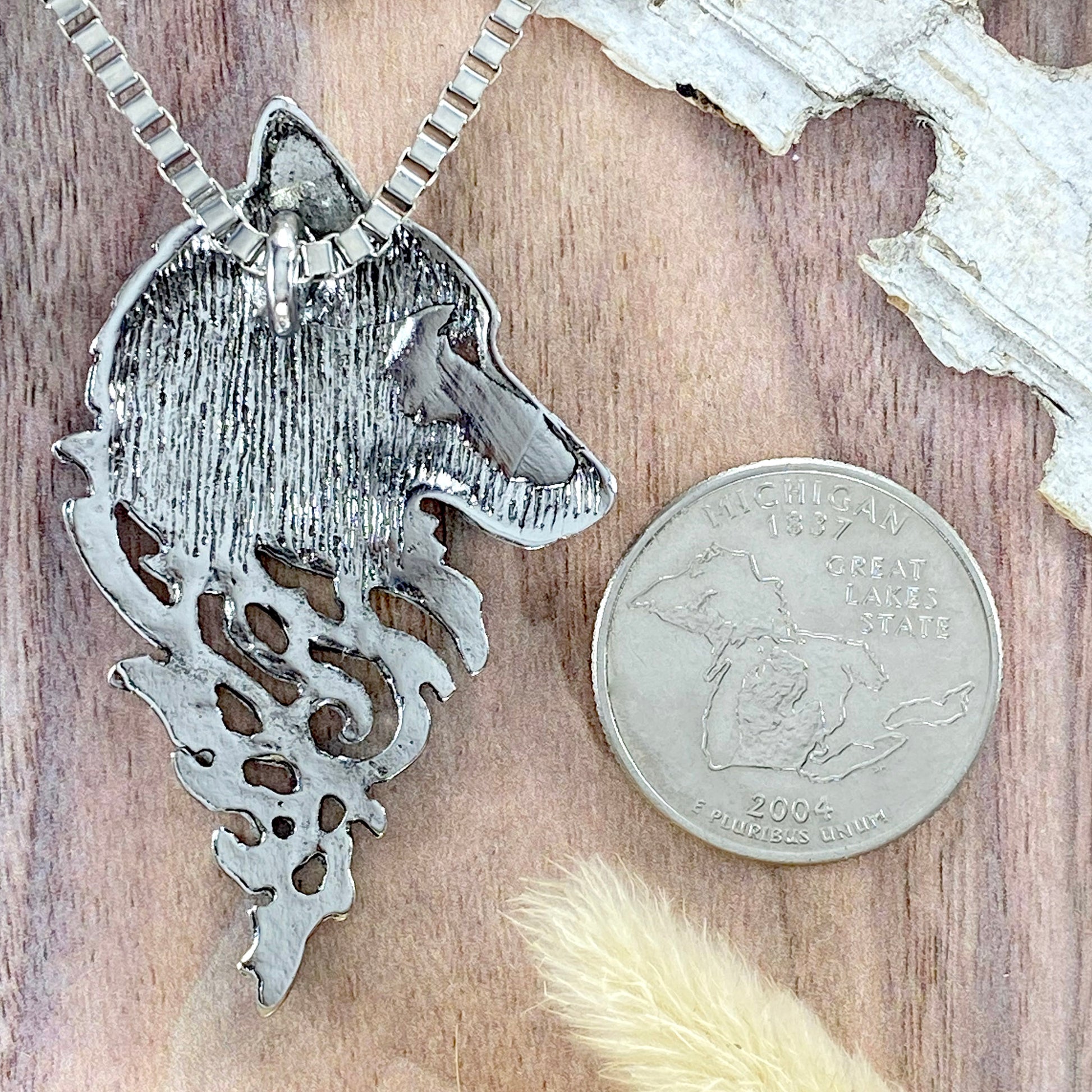 Wolf Pendant Necklace IV - Stone Treasures by the Lake