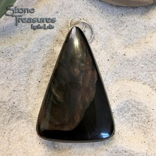 Glass Buttes Fire Pit Obsidian Sterling Silver Pendant - Stone Treasures by the Lake