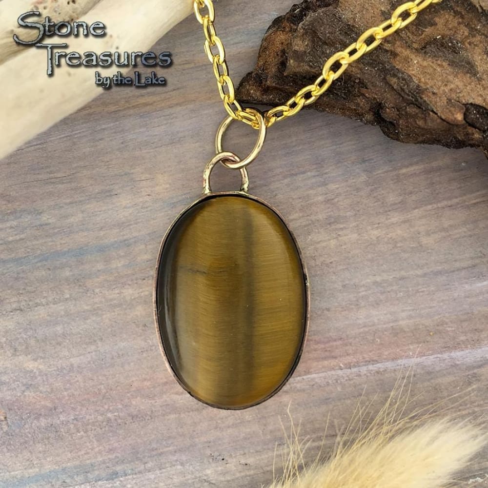 Tiger Eye Pendant with Necklace - Stone Treasures by the Lake